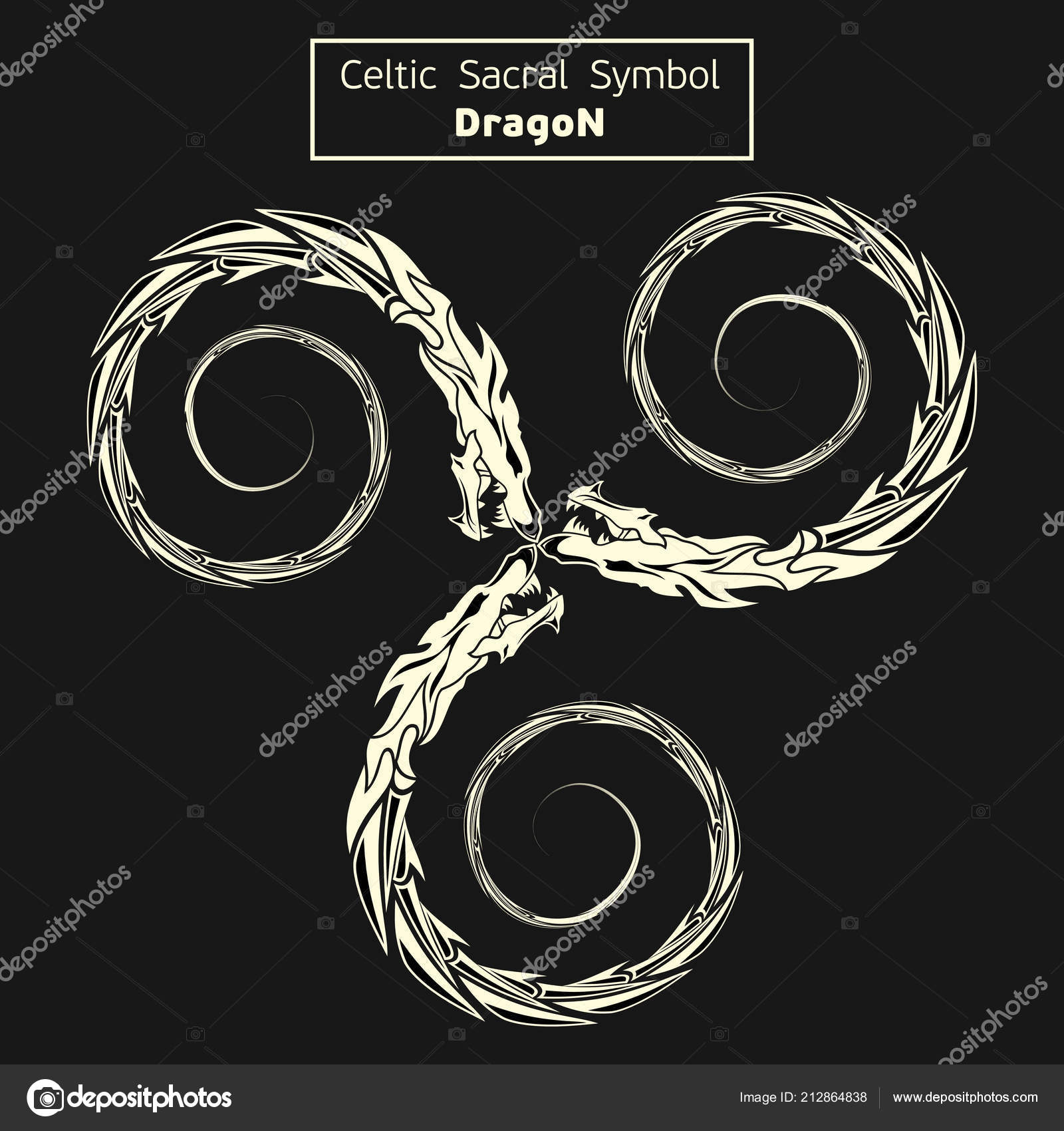 Símbolos Sacros Celtas Vectoriales Dragón Signo Mágico Geometría Sagrada  Símbolo Vector de stock #212864838 de ©balashovmihail38.gmail.com, image size:1600x1700