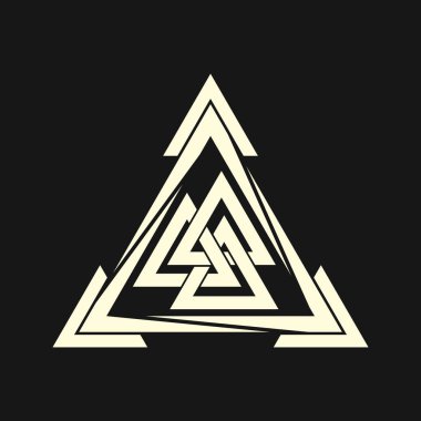 Kutsal geometri. Grafik doğrusal üçgen. Çapraz üçgenler. Vikingler kutsal sembolü. Antik Keltler sakral iz. Simya; din; Felsefe; Astroloji ve Maneviyat. Triksele. Vektör çizim.