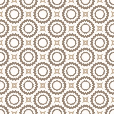 Yinelenen soyut desenler karşı kesintisiz örnek. Yıldız ve bej renkli bir arka planda daireye. Sonsuz doku Tekstil tasarımı için. Soyut geometrik doku. Vektör renk arka plan.