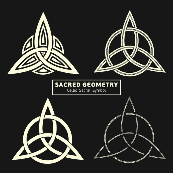 Dört vektör Celtic sakral simgeler kümesi. Sihirli işareti. Kutsal geometri. Vikingler kutsal sembolü. Antik Keltler sakral iz. Simya; din; Felsefe; Astroloji ve Maneviyat. Vektör çizim.