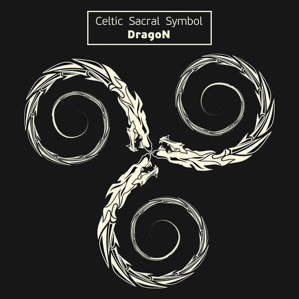 Vektör Kelt sakral sembolleri. Dragon. Sihirli işareti. Kutsal geometri. Vikingler kutsal sembolü. Antik Keltler sakral iz. Simya; din; Felsefe; Astroloji ve Maneviyat. Vektör çizim.