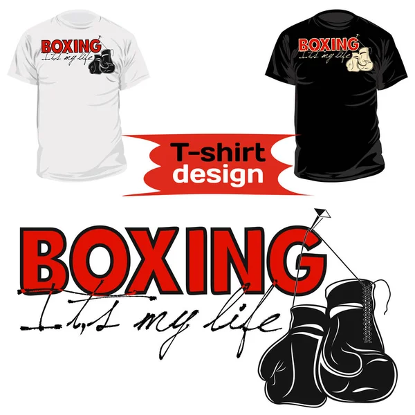 Vector Image Boxing Gloves Inscription Boxing Life Illustrations Shirt Print — Stock Vector