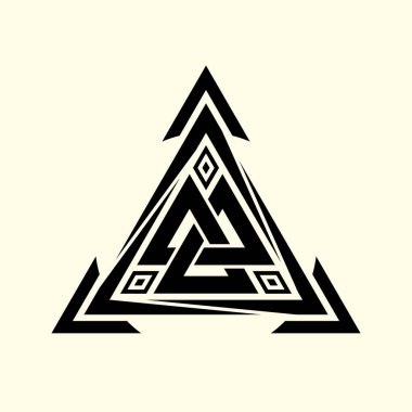 Kutsal geometri. Grafik doğrusal üçgen. Çapraz üçgenler. Vikingler kutsal sembolü. Antik Keltler sakral iz. Simya; din; Felsefe; Astroloji ve Maneviyat. Triskele. Vektör çizim.