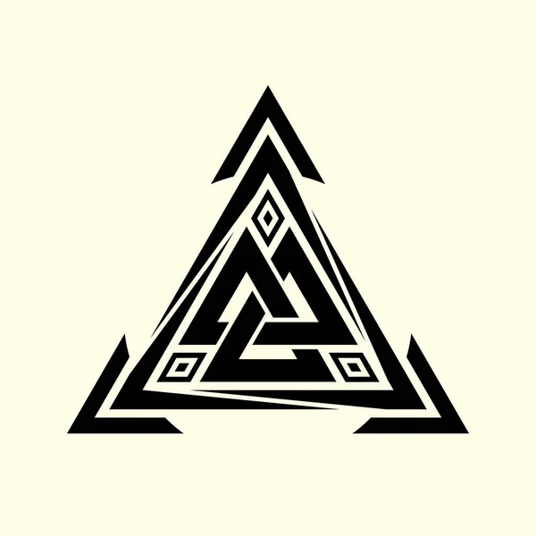 Kutsal geometri. Grafik doğrusal üçgen. Çapraz üçgenler. Vikingler kutsal sembolü. Antik Keltler sakral iz. Simya; din; Felsefe; Astroloji ve Maneviyat. Triskele. Vektör çizim.
