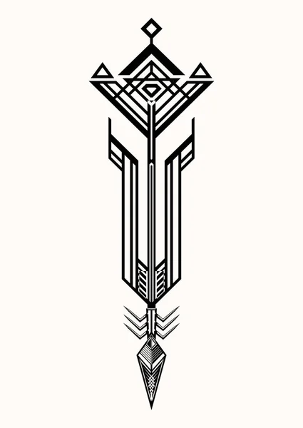 Świętej Geometrii Graficzny Ilustracja Totemicznych Strzałki Szamana Trójkątny Symbol Tajne — Wektor stockowy