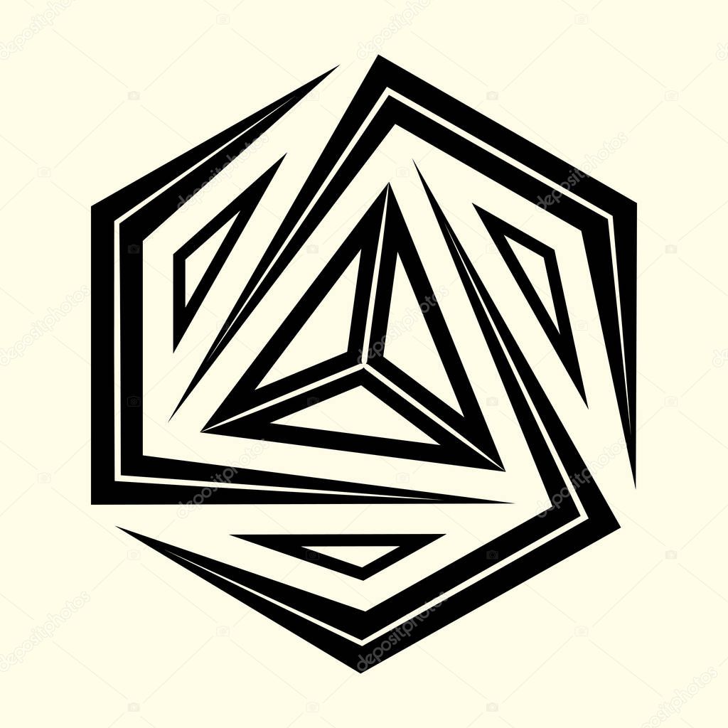 Sacred geometry. Graphic linear triangle. Sacred symbol of Vikings. Ancient sacral sign of Celts. Alchemy; religion; philosophy; astrology and spirituality. Triskele. Vector illustration.