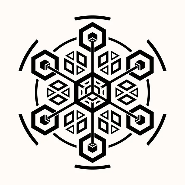 Géométrie Sacrée Graphique Linéaire Hexagone Difficile Station Spatiale Symbole Secret — Image vectorielle