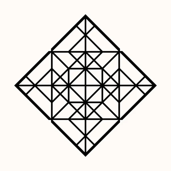 Kutsal geometri. Grafik doğrusal rhombus. Geometri gizli sembolü. Üçgen simgesi. Labirent aydınlatır. Simya; din; Felsefe; Astroloji ve Maneviyat. Vektör çizim.