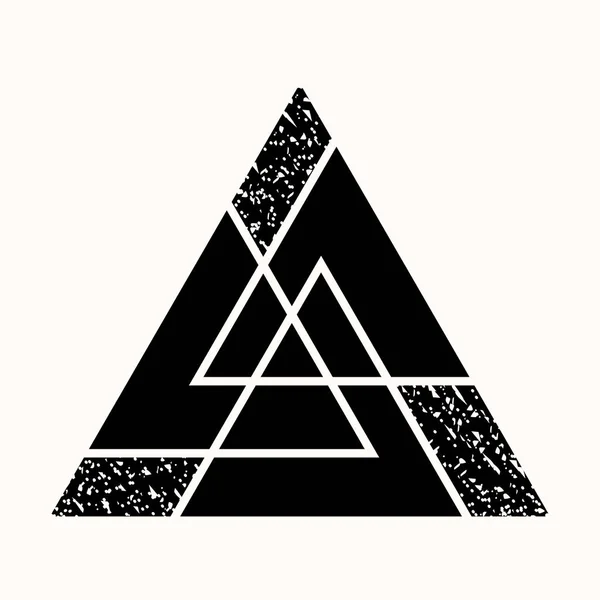 神聖な幾何学 交差線形三角形 ジオメトリの秘密のシンボルです ヴァイキングの神聖な三角形の記号 ケルト人のサイン マヤのピラミッド インカの山 ベクトル図 — ストックベクタ