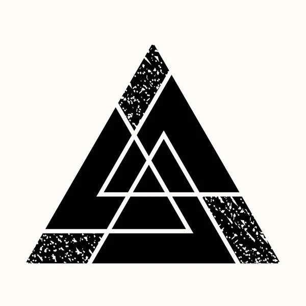 Kutsal geometri. Çapraz doğrusal üçgenler. Geometri gizli sembolü. Viking Kutsal üçgen simgesi. Keltler iz. Maya Piramit. İnka'nın Dağları. Vektör çizim.