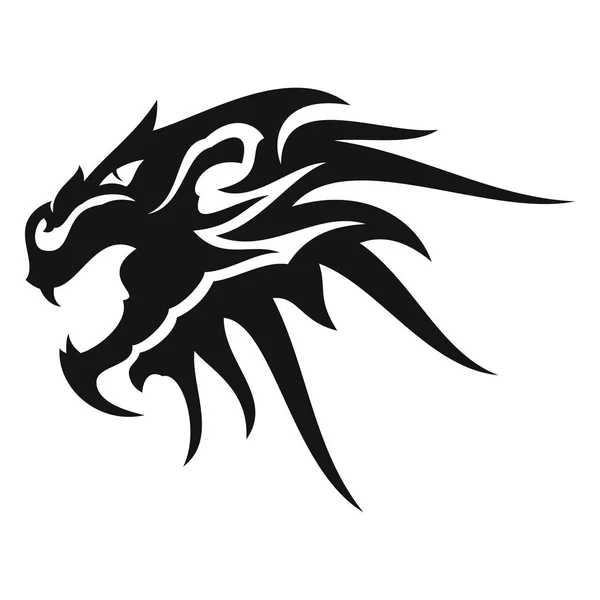 Image Vectorielle Tête Dragon Noir Symbole Sagesse Force Esprit Des — Image vectorielle