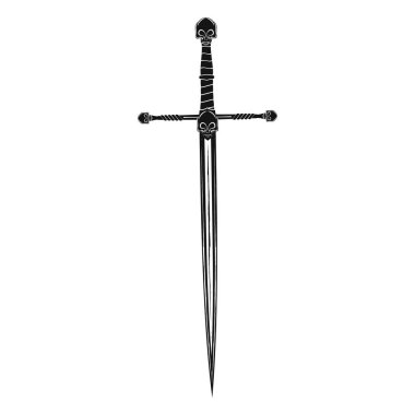 Vektör görüntü bir fantezi kılıç. Dragon's blade knight. Silah Ortaçağ fantastik kralı. Tasarım için çizim. Siyah dövme. Vektör çizim.