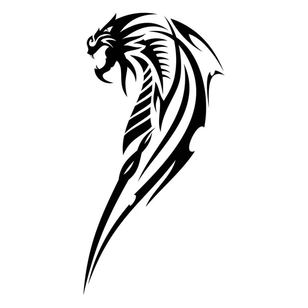 Vector Image Black Dragon Symbol Wisdom Force Spirit Celts Black — Stock Vector