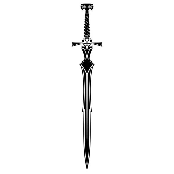 Büyülü Bir Kılıç Vektör Görüntüsü Dragon Blade Knight Silah Ortaçağ — Stok Vektör