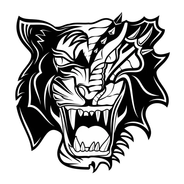 Image Vectorielle Une Créature Fantastique Dragon Tigre Dualisme Combat Éternel — Image vectorielle