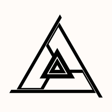 Kutsal geometri. Çapraz doğrusal üçgenler. Geometri gizli sembolü. Üçgen simgesi. Vikingler gizli sembolü. Keltler iz. Simya; din; Astroloji; Maneviyat. Vektör çizim.