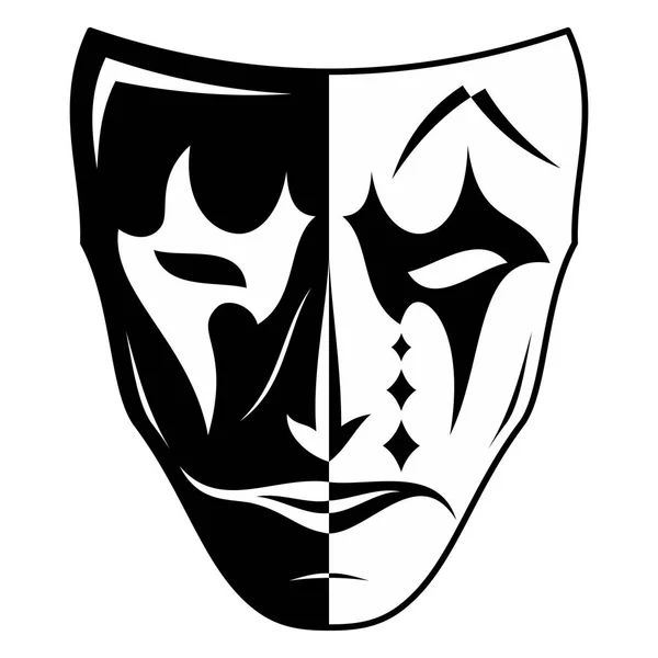 Vektorbild Einer Theatermaske Zwei Parteien Schwarz Und Weiß Das Gute — Stockvektor