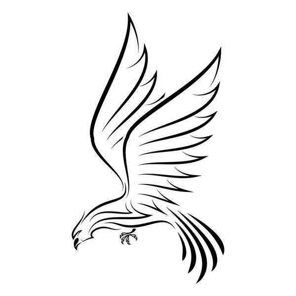 飛行のワシのベクター画像 ホーク攻撃 自由のシンボルです 黒い民族部族の入れ墨 ベクトル図 — ストックベクタ