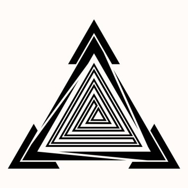 Kutsal geometri. Çapraz doğrusal üçgenler. Geometri gizli sembolü. Üçgen simgesi. Hipnotik labirent. Siyah etnik totemic geometrik dövme. Gizli toplum gücünü piramit. Vektör çizim.