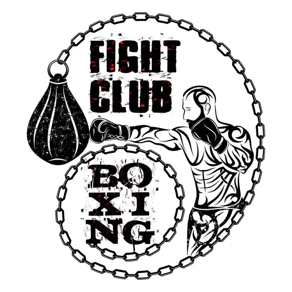 战斗机打破打气筒的矢量图像 拳击手 搏击俱乐部 T恤打印的插图 很酷的打印 黑色部落纹身 向量颜色例证 — 图库矢量图片