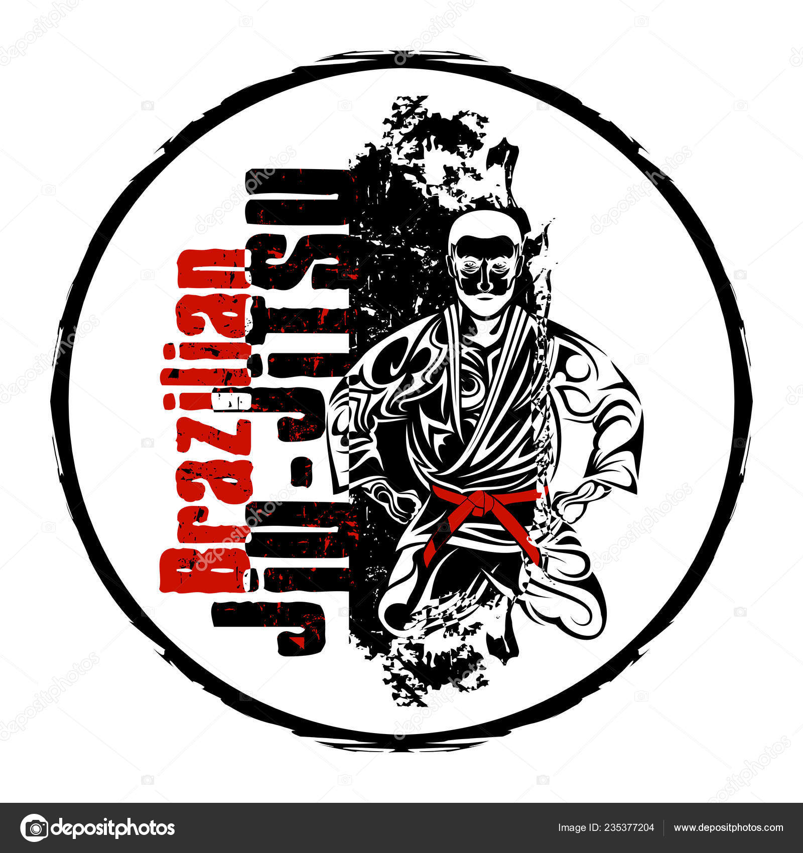 Vector Image Fighter Brazilian Jiu Jitsu Red Belt Grandmaster Gracie Stock Vector Image by