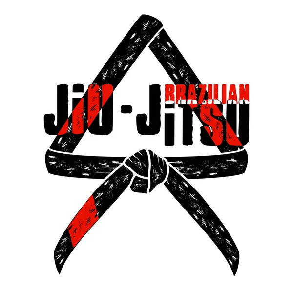 Brezilyalı ju-jitsu bir kemer vektör görüntüsü. Siyah kuşak. Gracie'nin tarzı. T SHIRT baskı için resimler. Grunge yazdırma. Vektör rengi çizim. 