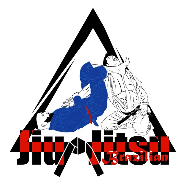 Imagen Vectorial Dos Luchadores Del Jitsu Brasileño Recepción Lucha Libre — Vector de stock