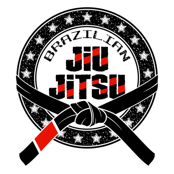 Vektorbild Ett Emblem Brasiliansk Jitsu Svart Bälte Stormästare Inscription Brasiliansk — Stock vektor