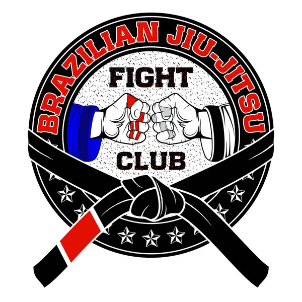 Grafika Wektorowa Ręce Fighter Brazylijskiego Jiu Jitsu Napis Fight Club — Wektor stockowy