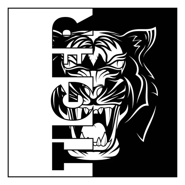 Vektorbild Huvudet Tiger Randiga Rovdjuret Bengalese Tiger Huvud Tiger Svart — Stock vektor