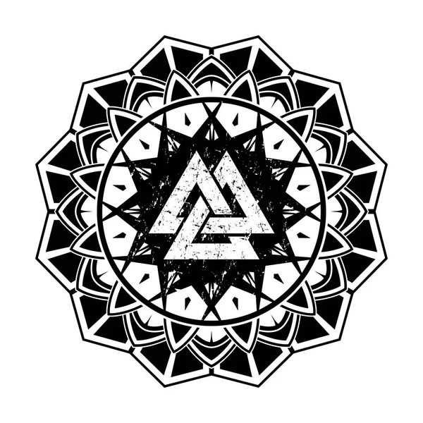 Vektorbild Eines Geheimen Symbols Der Wikinger Heilige Geometrie Gekreuzte Dreiecke — Stockvektor