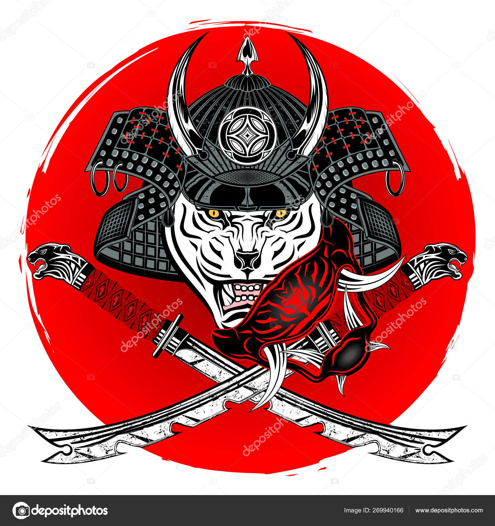 Tiger _ Samurai _ 0002 Векторное Изображение ©balashovmihail38.