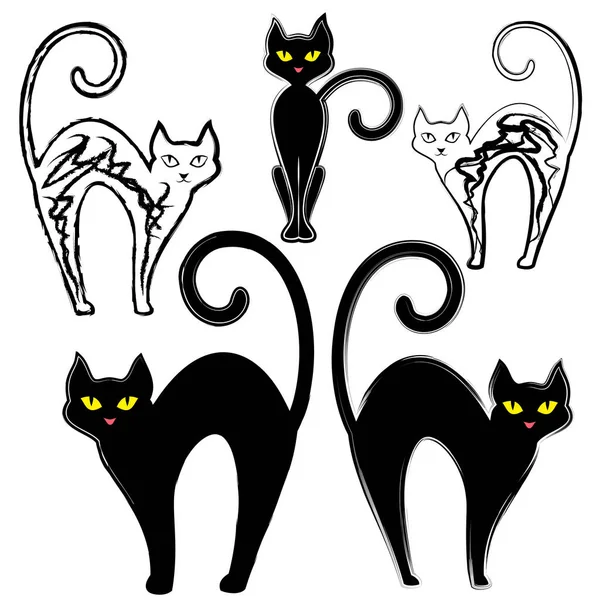 Gato negro 0002 — Vector de stock