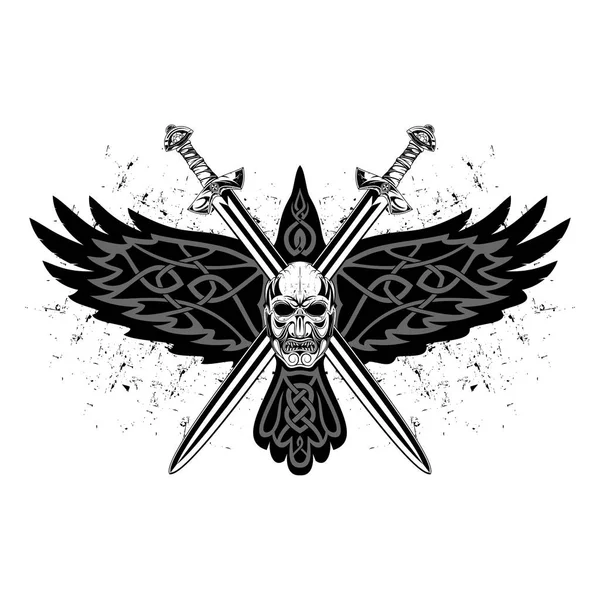 Raven _ sword _ skull _ 0002 — стоковий вектор