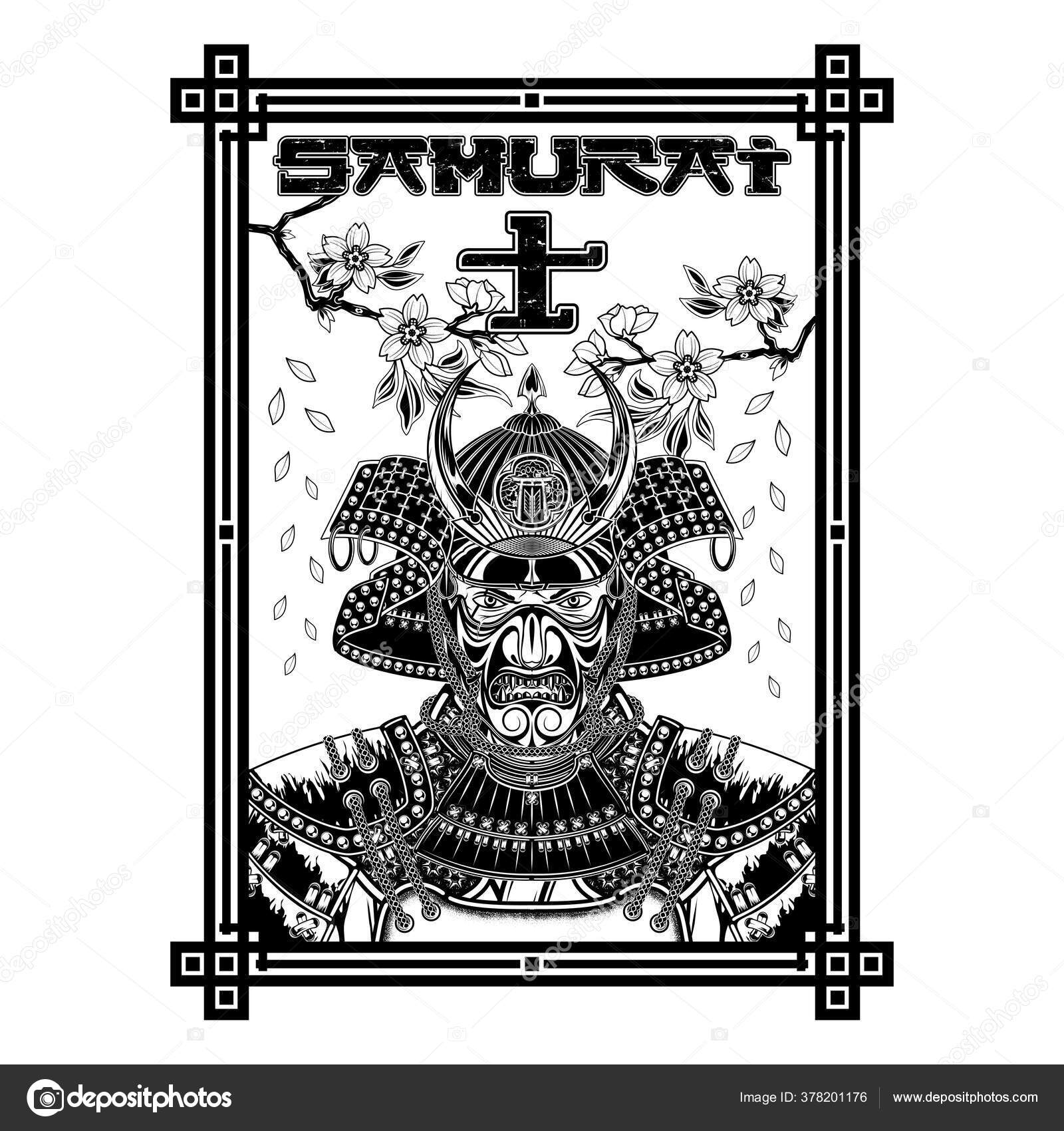 Vector Drawing Samurai Horned Helmet Battle Mask Sakura Branch Japanese Stock Vector C Balashovmihail38 Gmail Com 378201176 Here presented 52+ samurai armor drawing images for free to download, print or share. https depositphotos com 378201176 stock illustration vector drawing samurai horned helmet html