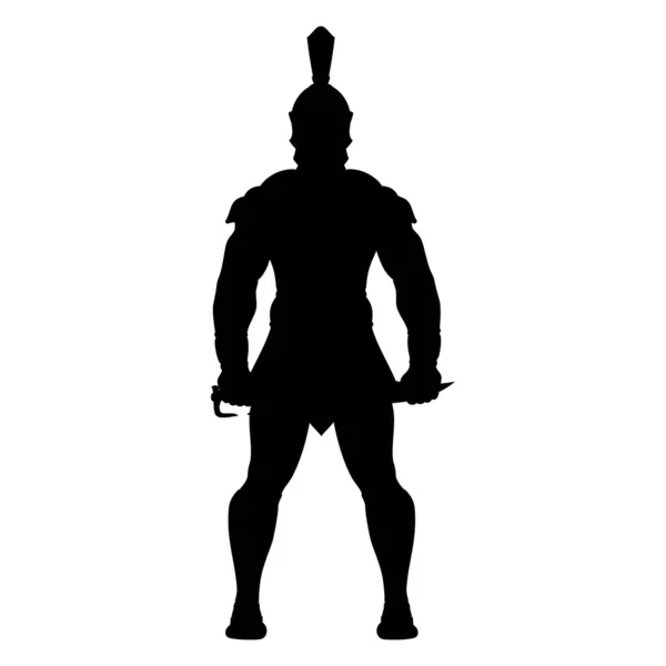 Silhouette Eines Spartanischen Kriegers Rüstung Mit Einem Schwert Griechischer Held — Stockvektor
