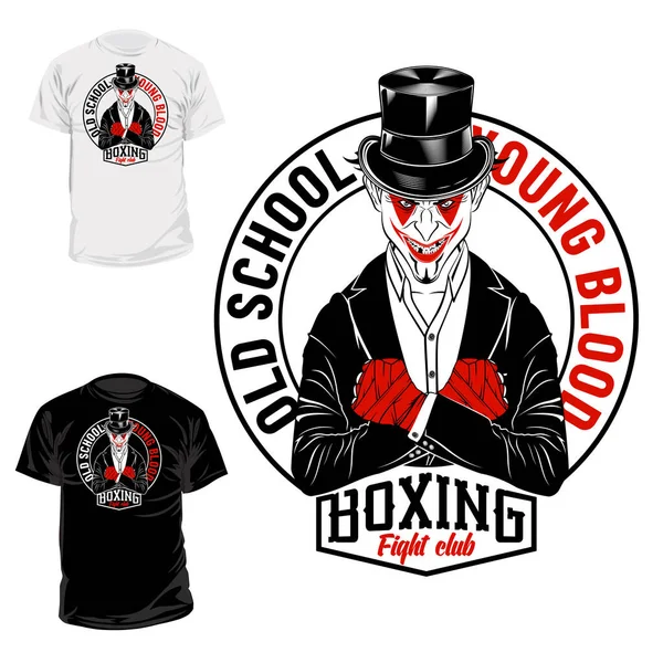 Smiling Joker street fighter. Urban warrior. Young blood. Boxer of the old school. Illustrations for t shirt print. Set of hand drawn sport logos, badges, labels, poster. Black tattoo.