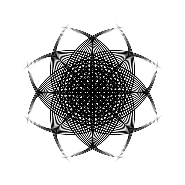 Geometría Sagrada Imagen Vectorial Una Flor Negra Estrellas Vector Abstractas — Archivo Imágenes Vectoriales