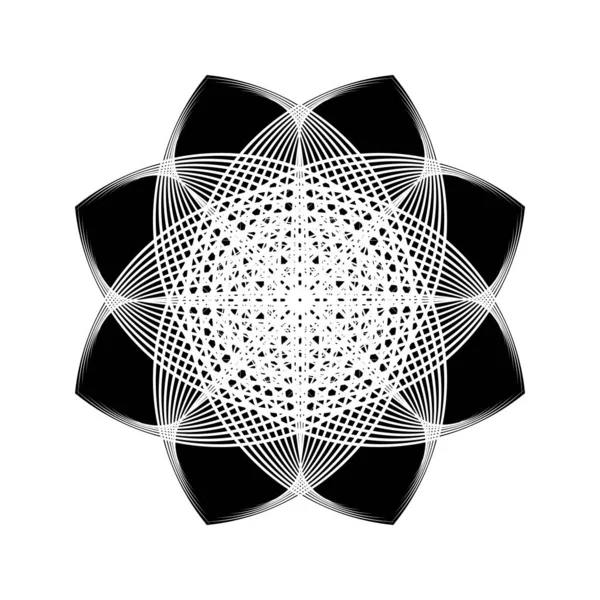 Kutsal Geometri Siyah Bir Çiçeğin Vektör Görüntüsü Soyut Vektör Yıldızları — Stok Vektör