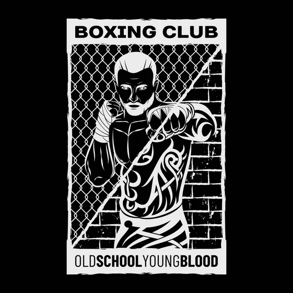 Imagem Vetorial Pugilista Antiga Escola Boxe Clube Luta Jeb Sangue Gráficos Vetores