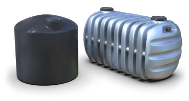 Septik tanklar üzerinde beyaz izole