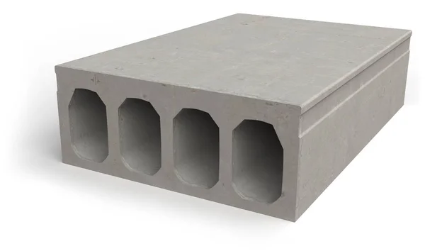 Concrete Hollowcore Plank Geïsoleerd Wit — Stockfoto