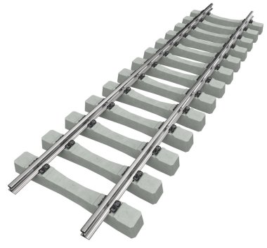 Raylar üzerinde beyaz izole beton uyuyanlar ile