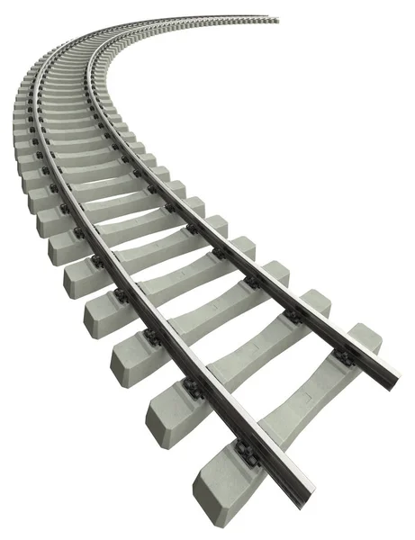 Schienen Mit Betonschwellen Isoliert Auf Weiß — Stockfoto