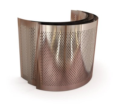 Delinmiş metal ağ tabakaları beyaza izole edilmiş