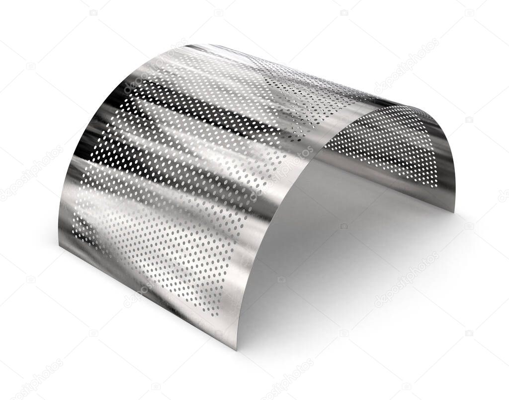 Perforated metal mesh sheet isolated on white