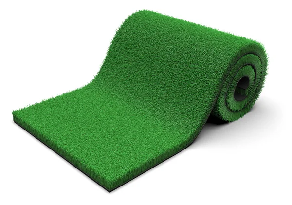 Erba Verde Artificiale Isolato Bianco — Foto Stock