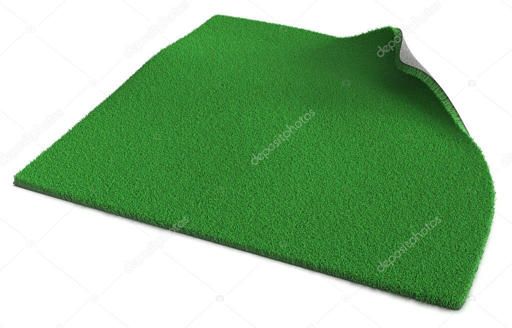 Artificial green grass isolated on white