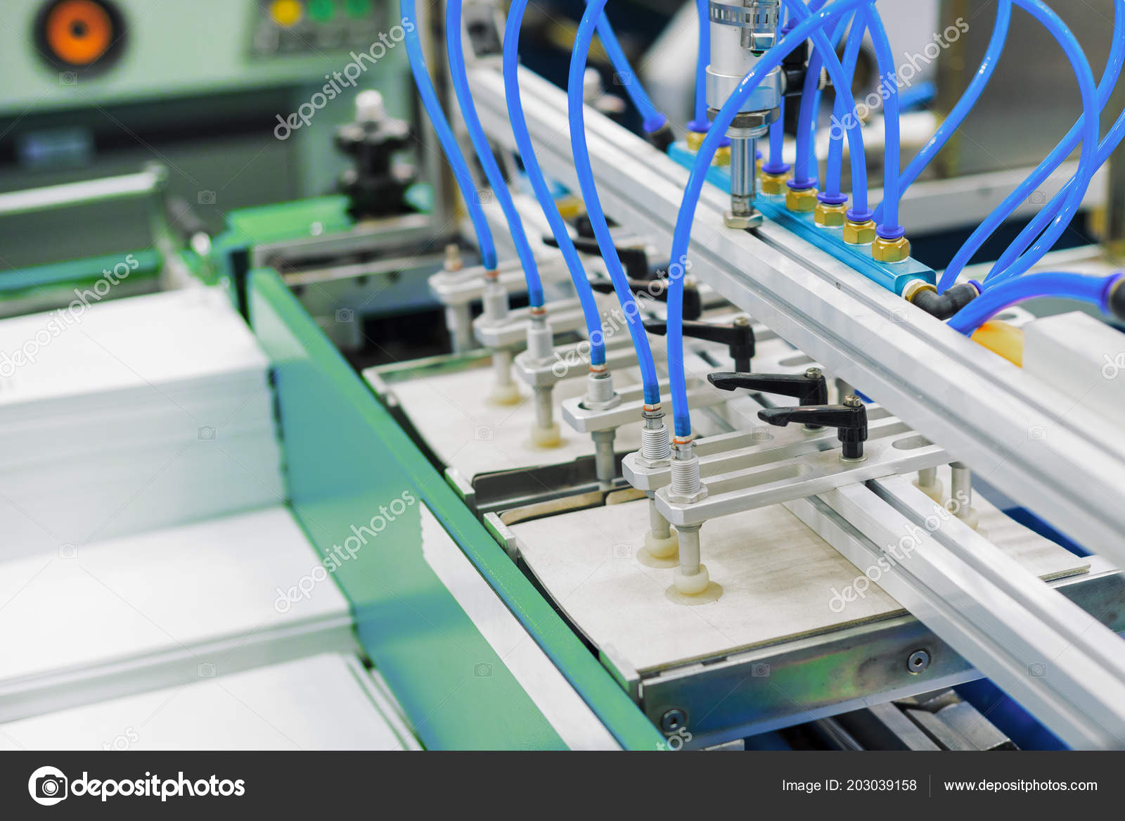 Pneumatic Paper Feeder Modern Printing Machine Stock Photo