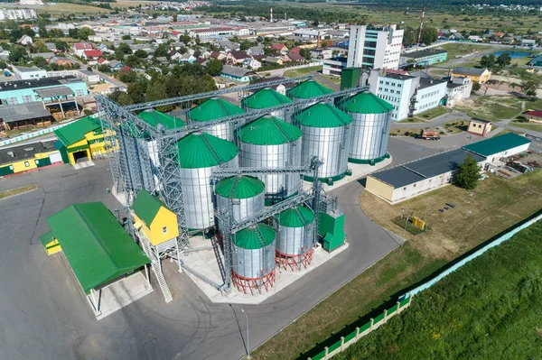 Silos of the granary. A modern warehouse of wheat and other cereals.